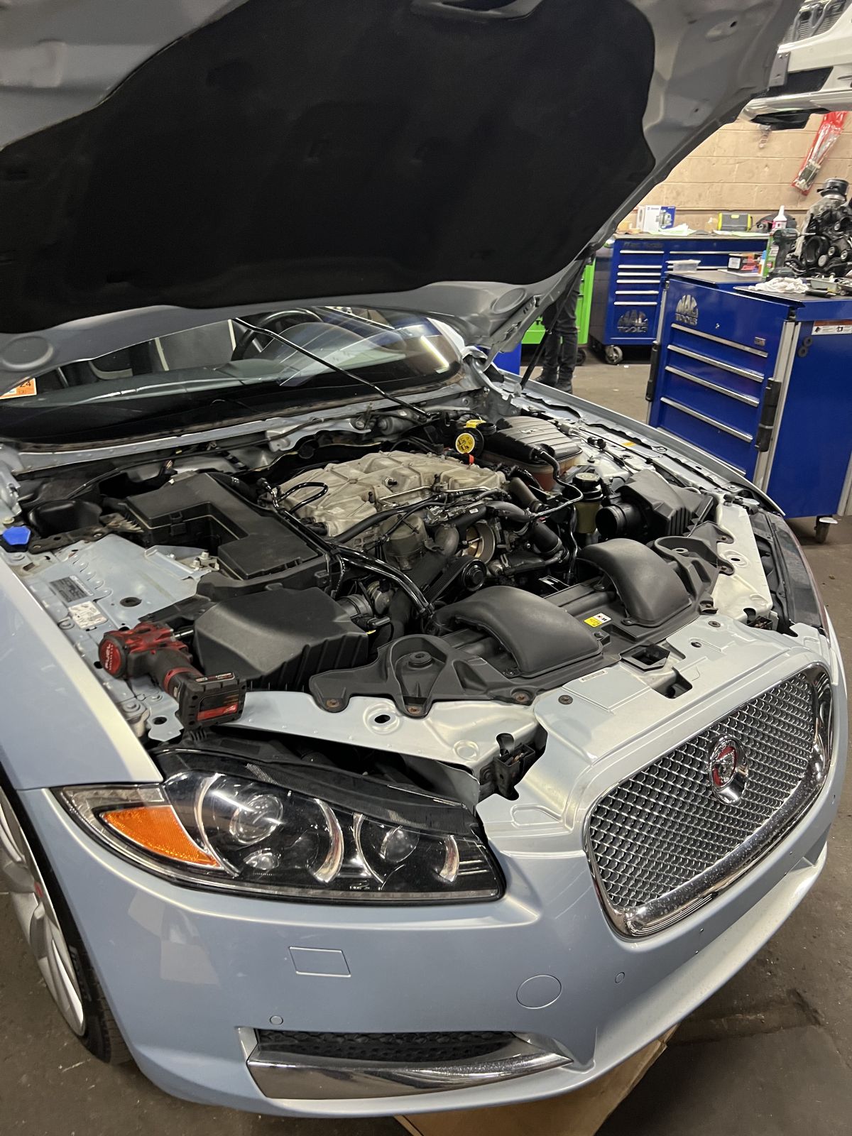 Jaguar XF Silver Engine Repair step 2 at TOP CONCEPT auto repair shop Philadelphia PA