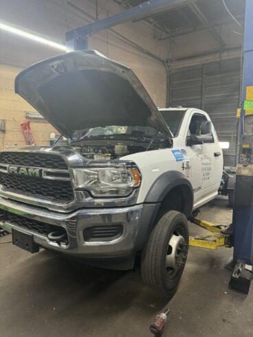 RAM 5500 White Diesel Engine Repair step 1 at TOP CONCEPT auto repair shop Philadelphia PA