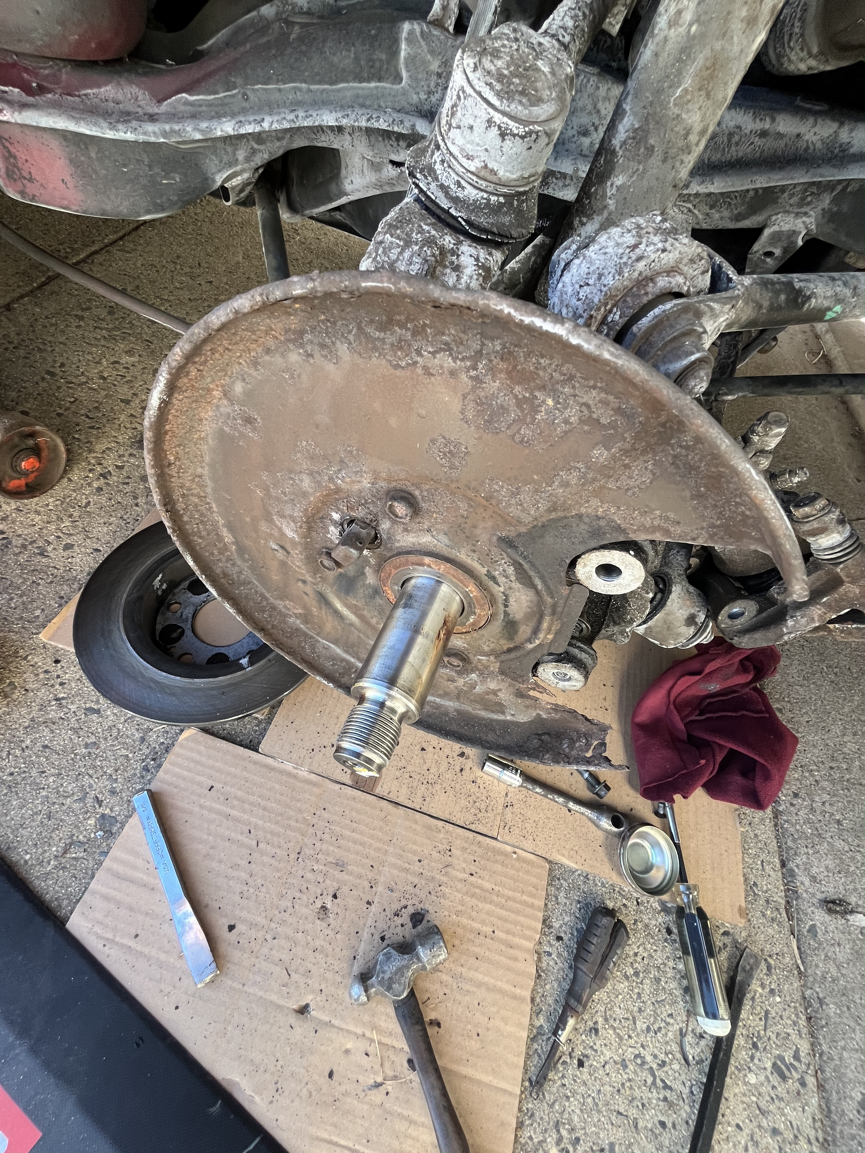 Honda Accord front hub bearing components removed for inspection at TOP CONCEPT Philadelphia